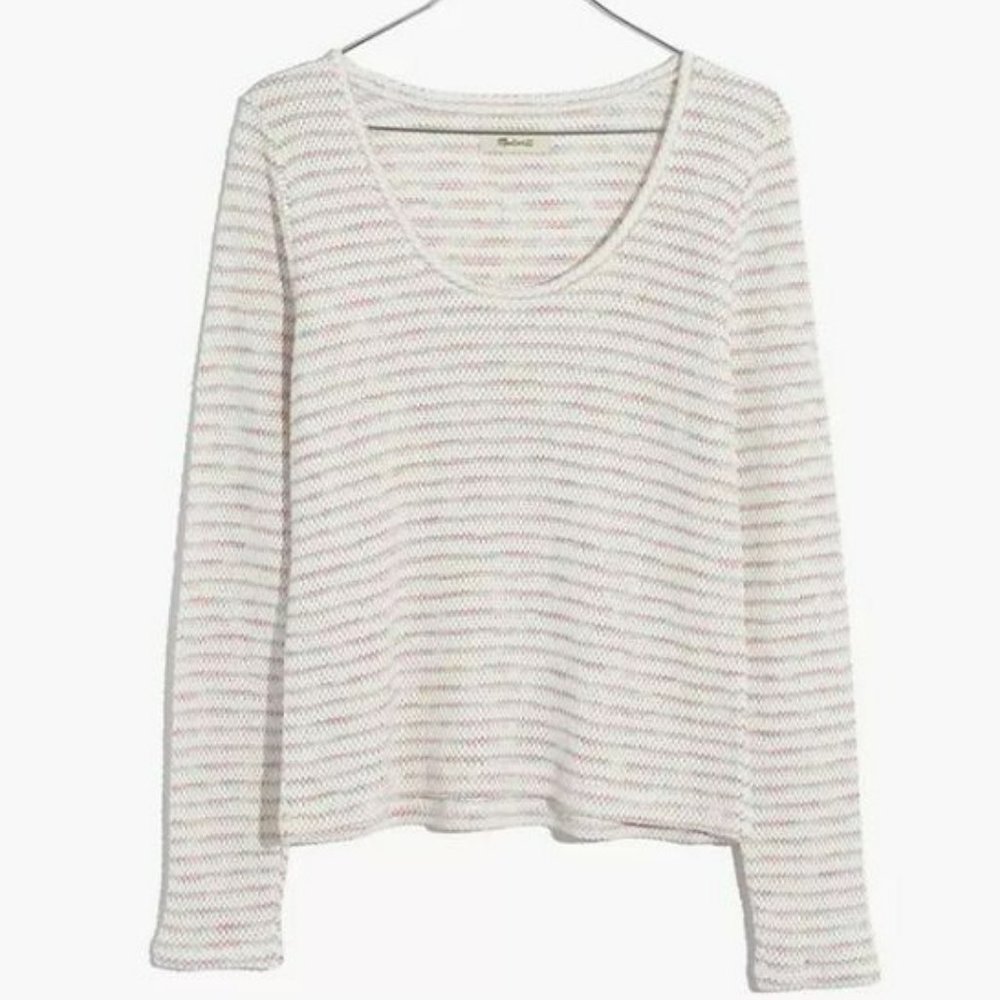 Madewell Women's Space-Dye Stripe Scoop Neck Pullover Sweater Knit Top Sz Medium - Picture 3 of 13